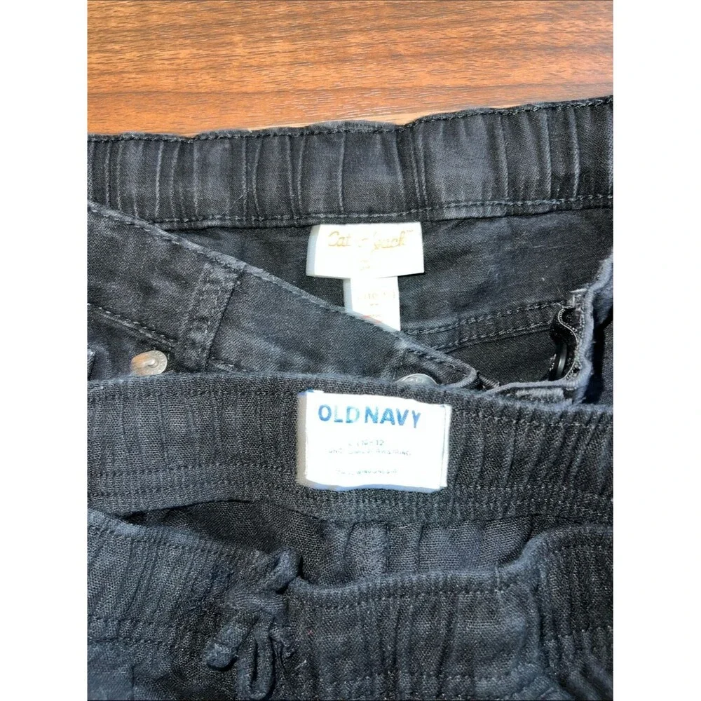 Old Navy Black Girls' Two-Piece Shorts Set - Frayed Denim + Elastic Waist